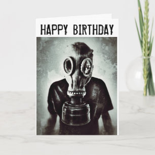 GASMASK PANDEMIC BIRTHDAY GREETING CARDS KARTE