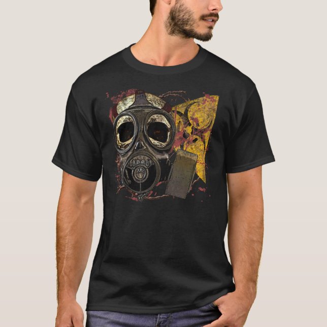 Gasmask Schädel-Biogefährdung T-Shirt (Vorderseite)