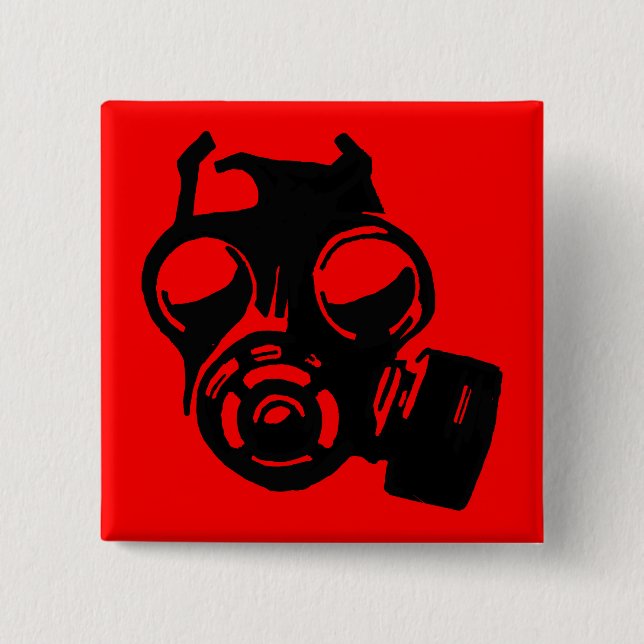 Gasmaske Graphic Stencil Button Abzeichen Button (Vorderseite)