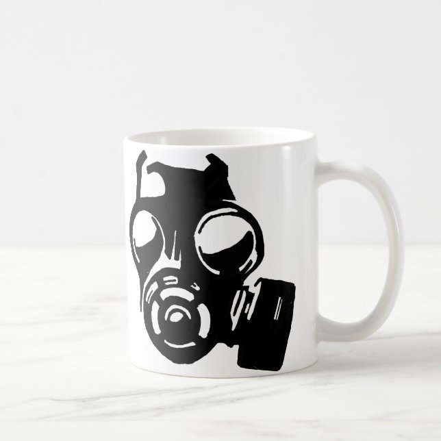 Gasmaske Graphic Stencil-Tasse oder Travel Mug Kaffeetasse (Rechts)