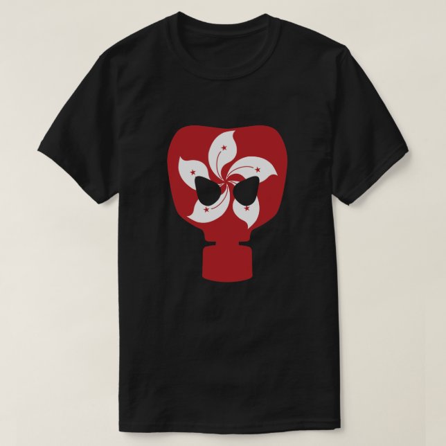 Gasmaske in Hongkong T-Shirt (Design vorne)