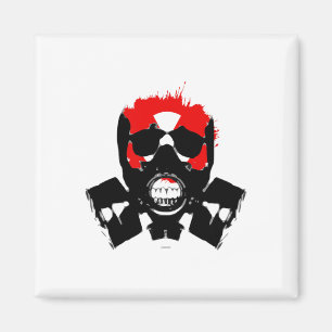 Gasmaske - Kohlerückstand - Radioaktives Symbol - Magnet