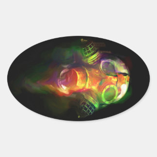 Gasmaske Ovaler Aufkleber