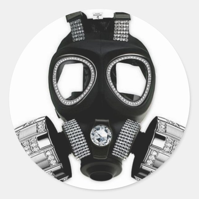 Gasmaske Runder Aufkleber (Vorderseite)
