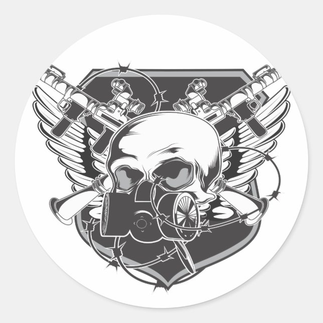 Gasmaske Runder Aufkleber (Vorderseite)