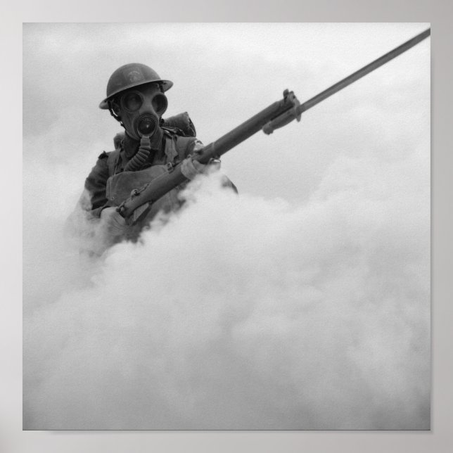 Gasmaske Soldat mit bayonettiertem Gewehr - 1941 Poster (Vorne)