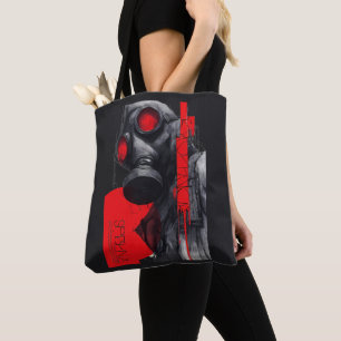 Gasmaske Trash Polka Rot Schwarz Tote Bag