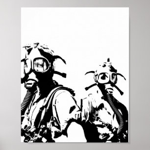 Gasmasken in Schwarz Poster