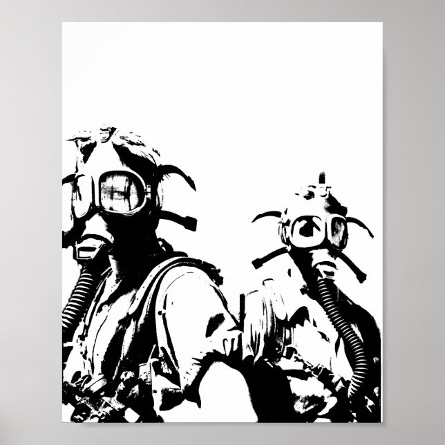 Gasmasken in Schwarz Poster (Vorne)