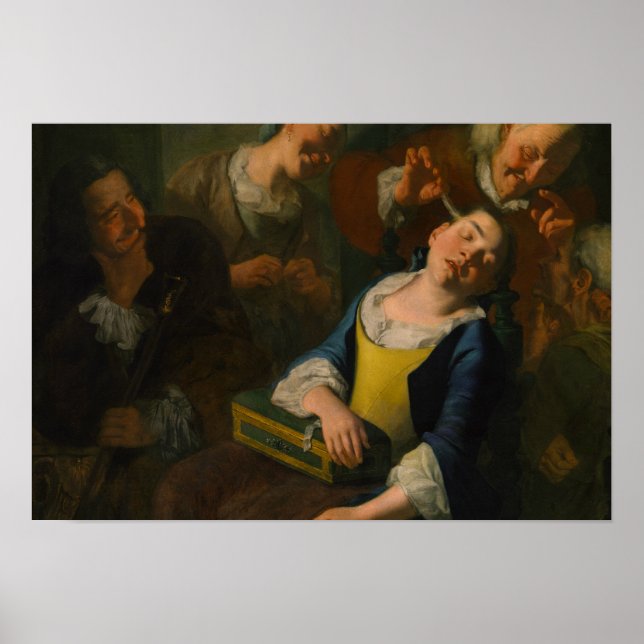 Gaspare Traversi - Ein schlafendes Mädchen lehren Poster (Vorne)