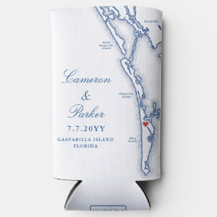 Gasparilla Island FL Karte Blaue Gastgeschenk Hoch Selters Dosenkühler