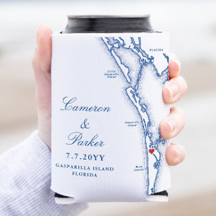 Gasparilla Island FL Karte Navy Blaues Hochzeitsge Dosenkühler