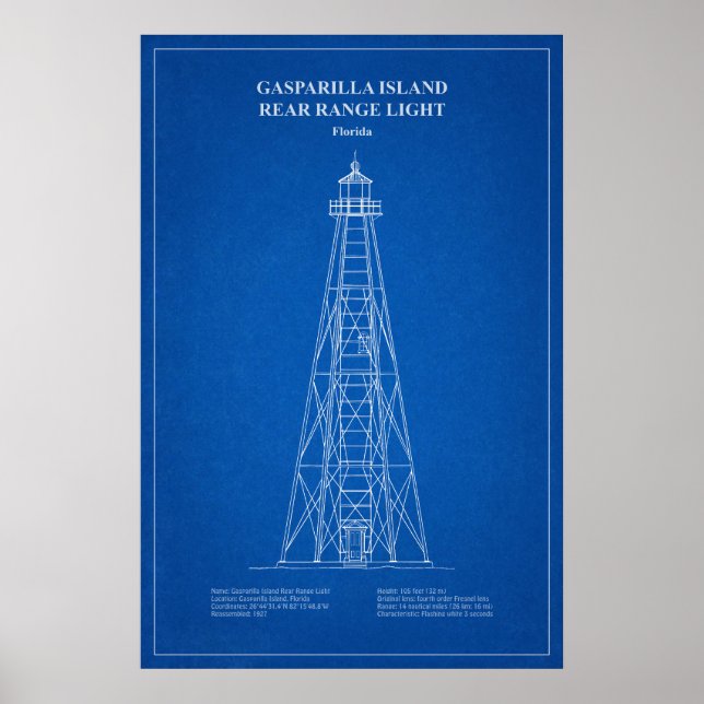 Gasparilla Island Rear Range Light - Florida - AD Poster (Vorne)