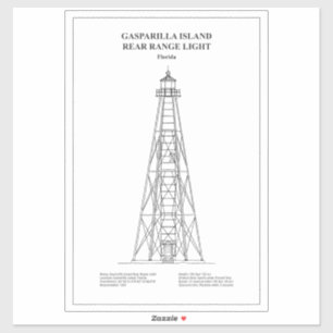 Gasparilla Island Rear Range Light - Florida - BD Aufkleber