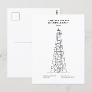 Gasparilla Island Rear Range Light - Florida - BD Postkarte