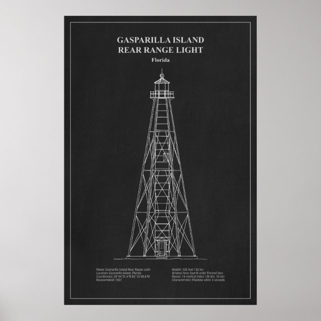 Gasparilla Island Rear Range Light - Florida - PD Poster (Vorne)