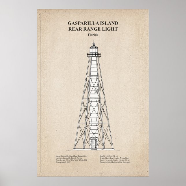Gasparilla Island Rear Range Light - Florida - SBD Poster (Vorne)