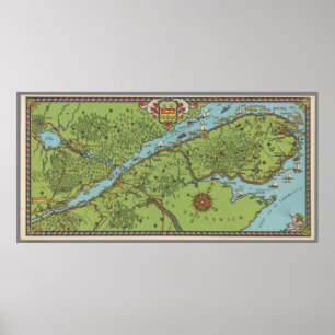 Gaspe Peninsula, Kanada Karte Poster