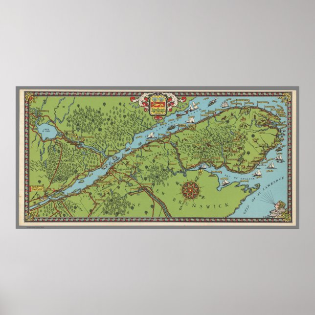 Gaspe Peninsula, Kanada Karte Poster (Vorne)