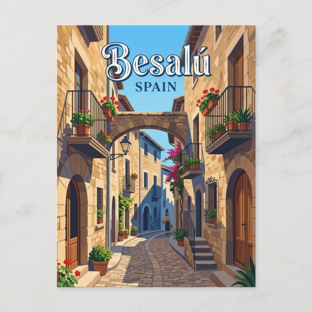 Gasse in Besalú Spanien Postkarte (Vorderseite)