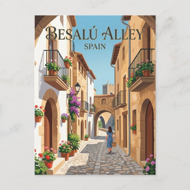 Gasse in Besalú Spanien Postkarte (Vorderseite)