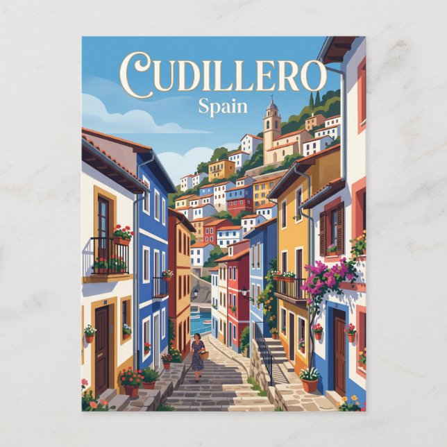 Gasse in Cudillero Spanien Postkarte (Vorderseite)