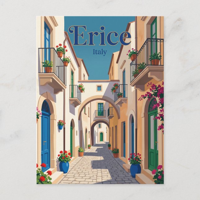 Gasse in Erice Italien Postkarte (Vorderseite)
