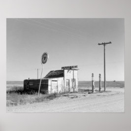 Gasstation, 1937 verlassen. Vintages Foto Poster