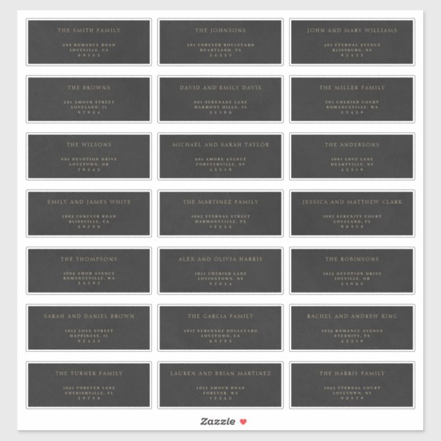 Gast-Adressbezeichnungen aus Gold und Schwarz-Velv Aufkleber (Blatt)