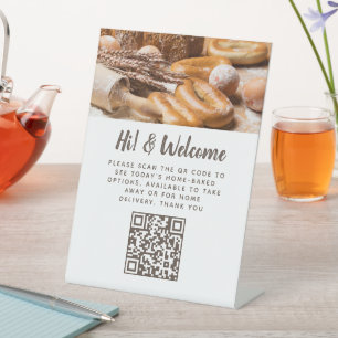 Gast berührungslose QR-Code Bäckerei Custom Foto P Sockelschild