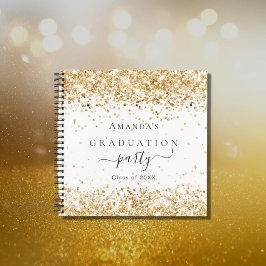 Gast Book Graduierungsparty White Gold Glitzer Notizbuch