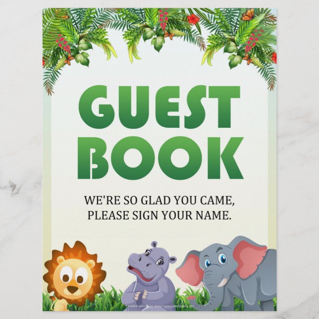 Gast Book Sign [Animal Theme] Briefbogen (Vorderseite)