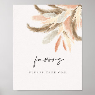 Gast Favors Sign Gold Pampas Grass Wedding C100 Poster