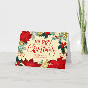 Gast Florale und Stechpalme Frohe Weihnachten Karte