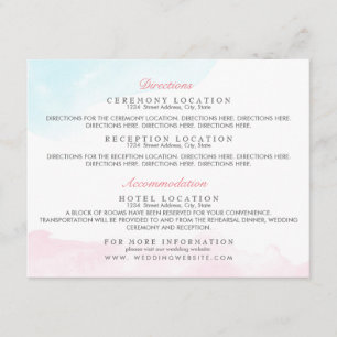 Gast Information Cards Farbe Rosa und Blau Begleitkarte