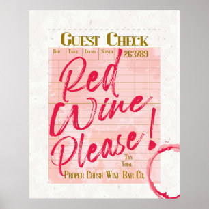 Gast Karo Empfang Red Wine Bitte Bar Poster