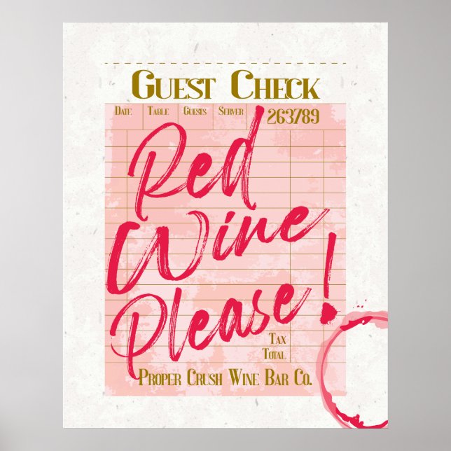 Gast Karo Empfang Red Wine Bitte Bar Poster (Vorne)