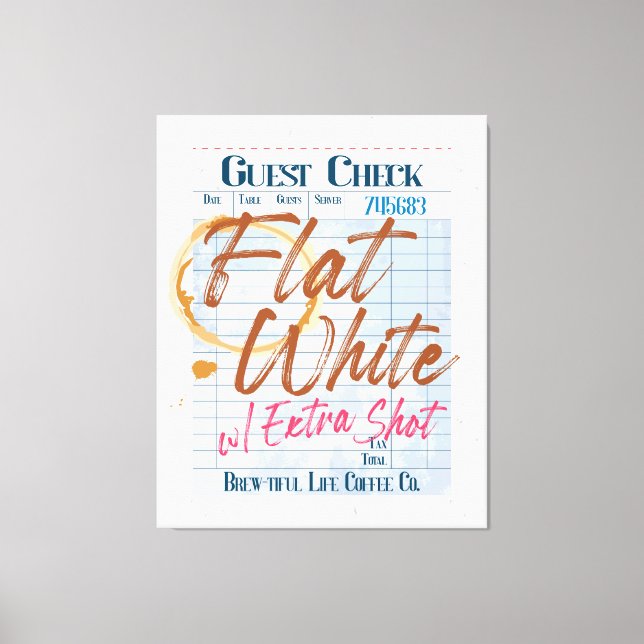 Gast Karo erhalten flach weißer Kaffee Extra Shot Leinwanddruck (Vorderseite)