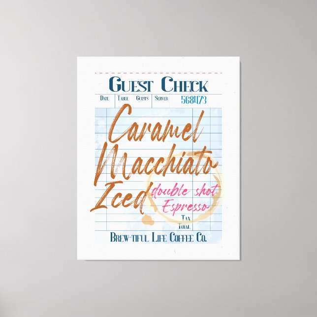 Gast Karo Icciot Coffee Receipt Caramel Macchiato Leinwanddruck (Vorderseite)