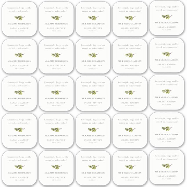 Gast Name des Minimal Green Pine Branch Foliage Aufkleber (Vorderseite)