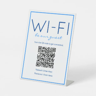 Gast-Table-Sign für Nautical Beach Blue Wi-Fi QR C Sockelschild