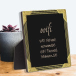 Gast WIFI Information Password Gold Frame Fotoplatte<br><div class="desc">Dieses Design entstand durch digitale Kunst und kann in dem Bereich personalisiert sein, der durch das Ändern des Fotos und/oder Textes zur Verfügung gestellt wird. Oder Sie können es anpassen, indem Sie den Mausklick auswählen, um weitere Optionen anzupassen, um die Farbe des Hintergrunds zu löschen oder zu ändern, Text hinzuzufügen,...</div>