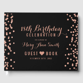 GastBook 18. Geburtstag Rose Gold Glitzer Confetti Gästebuch