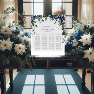 Gäste Seekarte Poinsettia Floral Navy Blau Sockelschild