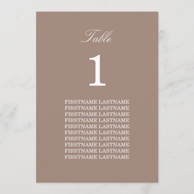 Gästebamen Taupe Table Card (Vorderseite)