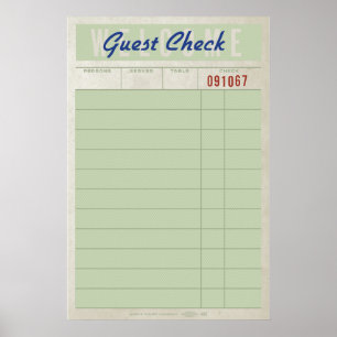 Gästebon – Vintage-Diner-Quittung Wandkunst Druck Poster