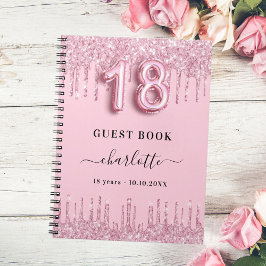 Gästebuch 18. Geburtstag Rosa Glitzer Tropfen Name Notizblock