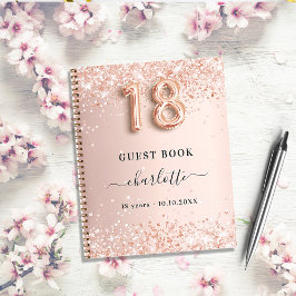 Gästebuch 18. Geburtstag Rose Gold Glitzer Notizbuch