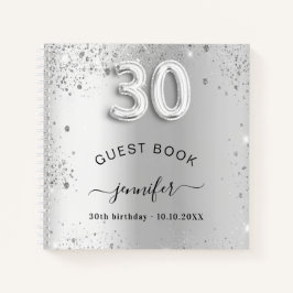 Gästebuch 30. Geburtstag Silberner Glitzer Name gl Notizbuch