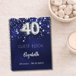 Gästebuch 40. Geburtstag navy blauen Silberstars Notizbuch<br><div class="desc">Eine marineblau Hintergrundfarbe mit Imitaten silbernen Sternen. Die blaue Farbe ist ungleichmäßig. Fügen Sie Ihren Namen,  Text hinzu.</div>